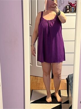 VENUS Purple Gathered Neck Spaghetti Strap dress/ coverup